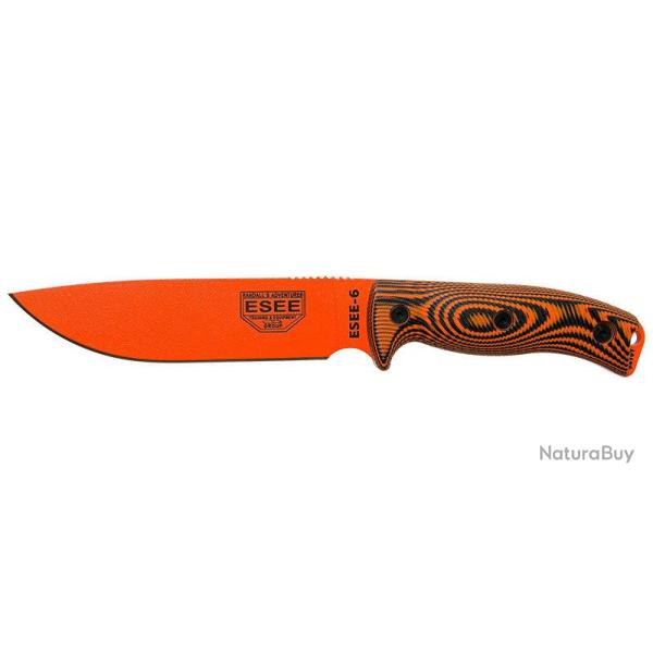 Couteau ESEE-6 lame orange manche G10 3D orange et noir
