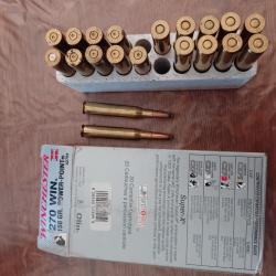 Vend lot de 11 munitions 270 Winchester 150 GR + 9 &eacute;tuis vide