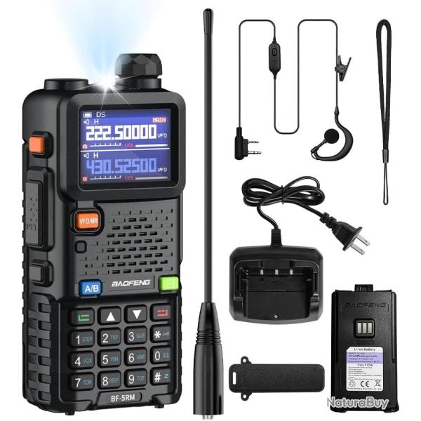 Talkie Walkie 8W UHF/VHF Radio FM Double Bande Batterie 2500mAh 999 Canaux CTCSS/DCS Licence Requise