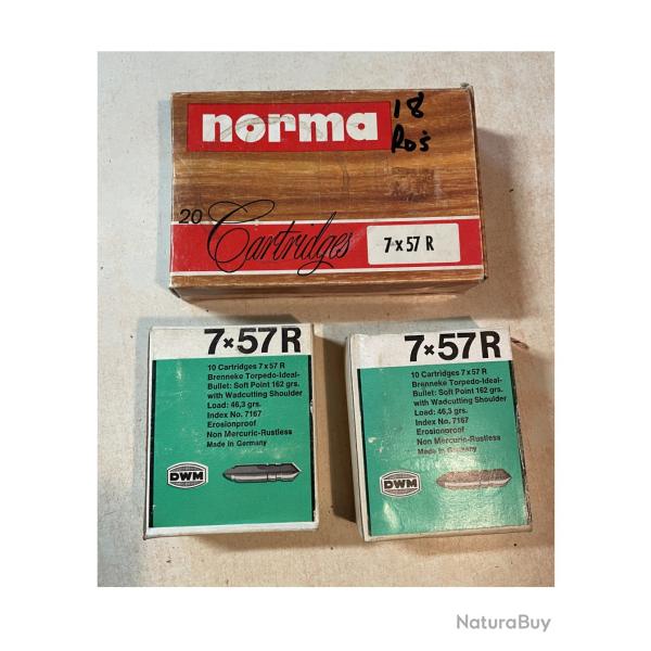 Lot de 40 cartouches calibre 7x57 R Norma et DWM