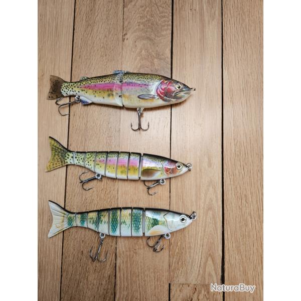 Lot de 3 Leurre Durs Swimbaits 18 cm Multi-Sections - Id�al Gros Brochet