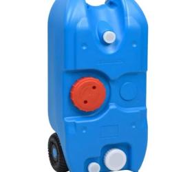 R&eacute;servoir eau camping PEHD PP bleu 40 L 37,5x23x80 cm mobile avec roues