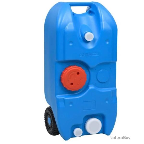 R�servoir eau camping PEHD PP bleu 40 L 37,5x23x80 cm mobile avec roues