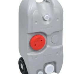 R&eacute;servoir eau camping PEHD PP gris 40 L 37,5x23x80 cm mobile avec roues