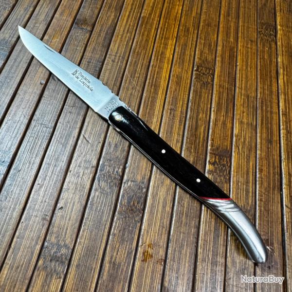Couteau Laguiole Fonderie de Laguiole - Acier Sandvik 14C28N - Manche �b�ne & Intercalaires Rouges -