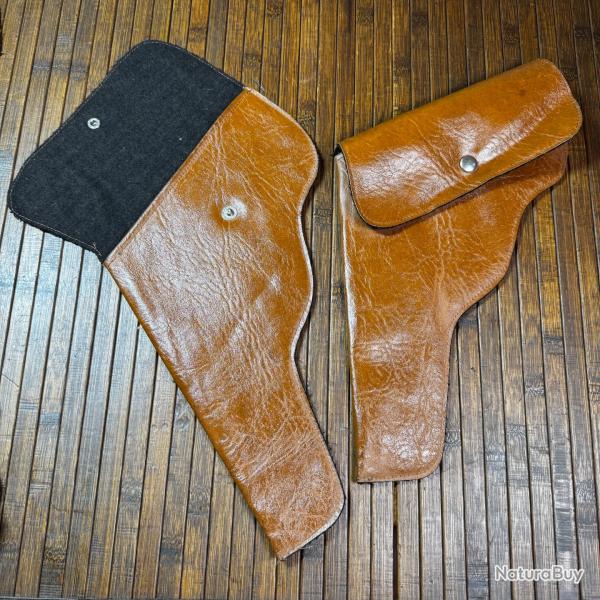 LOT DE DEUX �TUIS CUIR INT�RIEUR FEUTRINE ARME DE POING
