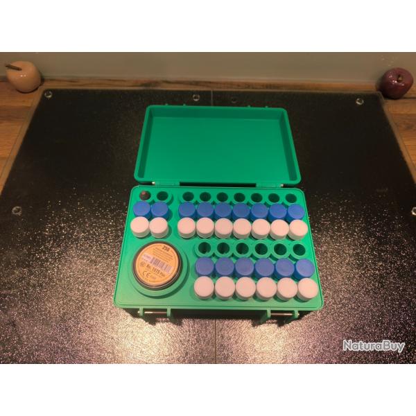 Boite grand mod�le pour 15 tirs armes anciennes avec 30 tubes �tanchePour balle ogivales cal 45/50