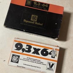 Lot de 2 boites de cartouches RWS 9,3x64 TUG et Vollmantel
