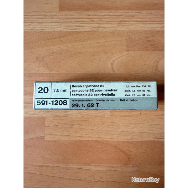 Bo�te vide de Munition 7,5 mm Suisse pour Revolver 1882