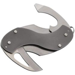Couteau Pliant Mantis Buzzard Necessikey Lame Acier 420HC Manche Aluminium Gris Linerlock MANB4