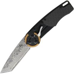 Couteau Pliant Mantis Gearhead Tanto Lame Damas Manche Carbone Noir Linerlock MAN2028T