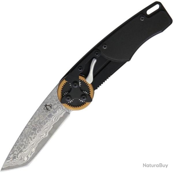 Couteau Pliant Mantis Gearhead Tanto Lame Damas Manche Aluminium Noir Linerlock MAN2027T
