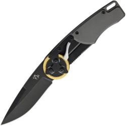 Couteau Pliant Mantis Gearhead Drop Point Lame Acier 440C Manche Aluminium Gris Linerlock MAN2026DP