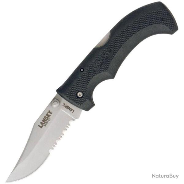 Couteau Pliant Lansky Easy Grip Lame Acier Inox Manche Caoutchouc Noir Lockback LKN030