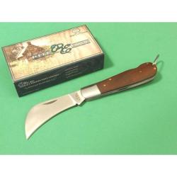 Couteau Pliant Rite Edge Hawkbill Lame Acier Inox Manche Bois Marron Lockback CN210600