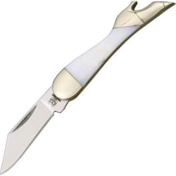 Couteau Pliant Rough Rider Mini Leg Knife Lame Acier 440 Manche Nacr&eacute; Blanc Slip Joint RR937