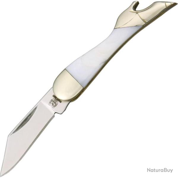 Couteau Pliant Rough Rider Mini Leg Knife Lame Acier 440 Manche Nacr� Blanc Slip Joint RR937