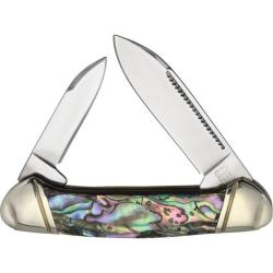 Couteau Pliant Rough Rider Mini Canoe Lame Acier Inox Manche Abalone Multicolore Slip Joint RR2663