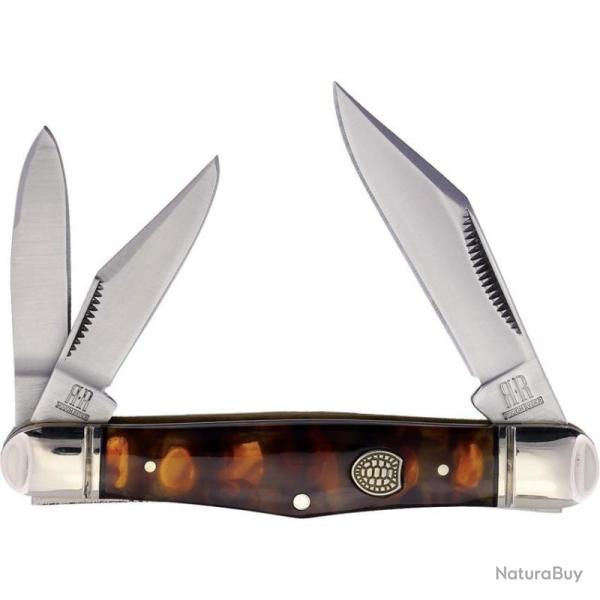 Couteau Pliant Rough Rider Whittler Lame Acier Inox Manche Imitation �caille Marron Slip Joint
