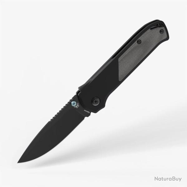 Couteau Flytanium Arcade Micarta Lame Acier S35VN Manche Aluminium Noir Shark-Lock Made In Taiwan
