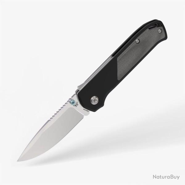 Couteau Flytanium Arcade Micarta Lame Acier S35VN Manche Aluminium Noir Shark-Lock Made In Taiwan