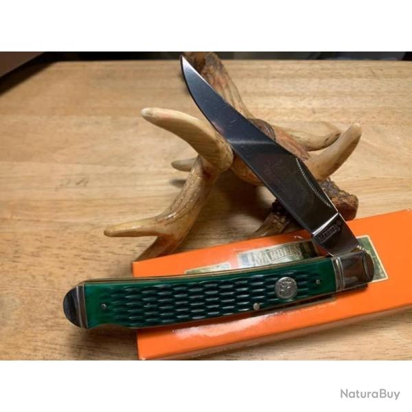 Couteau Pliant Marbles One Blade Hunter Lame Acier Inox Manche Os Jigged Vert MR632