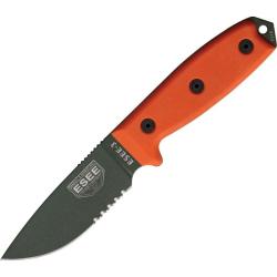 Couteau Fixe ESEE 3S Lame Acier 1095 Manche G10 Orange &Eacute;tui Synth&eacute;tique Made In USA RC3SOD