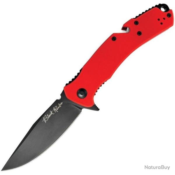 Couteau V Nives Black Rambo Utility Pro Lame Acier D2 Manche G10 Rouge Liner Lock VNI35GPBR