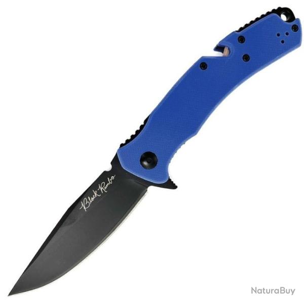 Couteau V Nives Black Rambo Utility Pro Lame Acier D2 Manche G10 Bleu Liner Lock VNI35GPBBL