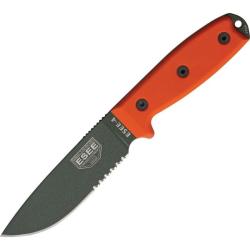 Couteau Fixe ESEE 4S Lame Acier 1095 Manche G10 Orange &Eacute;tui Synth&eacute;tique Made In USA ES4SMBOD
