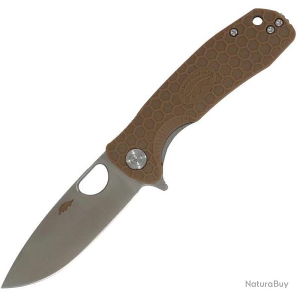Couteau Honey Badger Drop Point Large Lame Acier D2 Manche FRN Tan Liner Lock HB1010