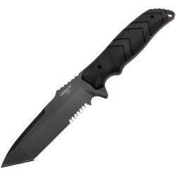Couteau Fixe Hogue Fray Lame Acier CPM-154 Manche Caoutchouc Noir &Eacute;tui R&eacute;tention Made In USA HO55349