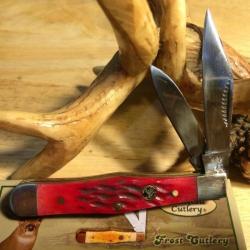 Couteau Frost Cutlery Whitetail Coke Bottle Lame Acier Inox Manche Os Piqu&eacute; Rouge Slip Joint