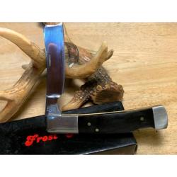 Couteau Pliant Frost Cutlery Razor Lockback Lame Acier Inox Manche Corne de Buffle Noir Lockback