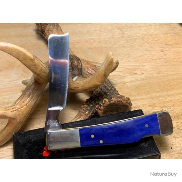 Couteau Pliant Frost Cutlery Razor Lockback Lame Acier Inox Manche Os Lisse Bleu Lockback F17150BLSB