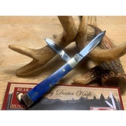 Couteau Pliant Frost Cutlery Baby Doc Lame Acier Inox Manche Os Lisse Bleu Slip Joint F14974BLSB