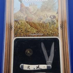 Couteau Remington Coffret 2 Couteaux Pheasant Lame Acier Inox Manche Os Blanc Lockback/Slip R15684