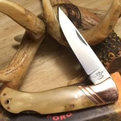 Couteau Pliant Old Forge Lockback Lame Acier Inox Manche Bois Lamell&eacute; Marron Lockback OF028