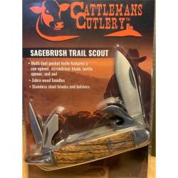 Couteau Cattleman's Cutlery Sagebrush Trail Lame Acier 3Cr13 Manche Bois Z&eacute;br&eacute; Marron Slip Joint
