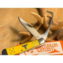 Couteau Pliant Cattleman's Cutlery Hoof Pick Lame Acier 3Cr13 Manche Synth&eacute;tique Jaune Slip Joint