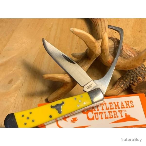 Couteau Pliant Cattleman's Cutlery Hoof Pick Lame Acier 3Cr13 Manche Synth�tique Jaune Slip Joint