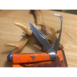 Couteau Pliant Cattleman's Cutlery Hoof Pick Lame Acier 3Cr13 Manche Delrin Orange Slip Joint