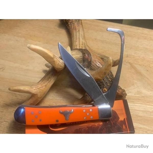 Couteau Pliant Cattleman's Cutlery Hoof Pick Lame Acier 3Cr13 Manche Delrin Orange Slip Joint