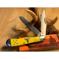 Couteau Pliant Cattleman's Cutlery Trapper Lame Acier Inox Manche Delrin Jaune Slip Joint CC0002YD
