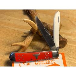 Couteau Pliant Cattleman's Cutlery Trapper Lame Acier 440 Manche Delrin Rouge Slip Joint CC0002RD