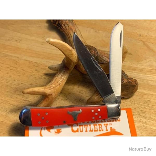 Couteau Pliant Cattleman's Cutlery Trapper Lame Acier 440 Manche Delrin Rouge Slip Joint CC0002RD