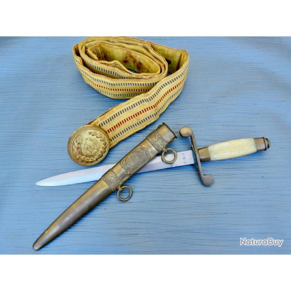 DAGUE D'OFFICIER ROUMAIN - �POQUE ROYALE - AVEC FOURREAU ET CEINTURON DE PARADE COMPLET