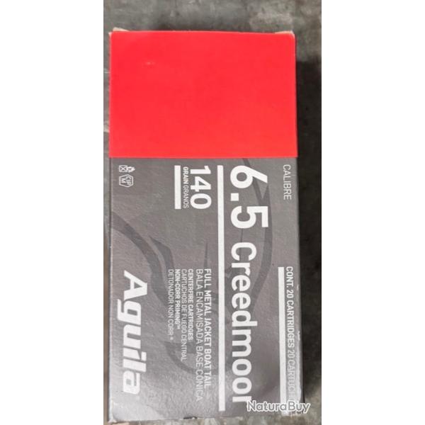 Munition 6.5 creedmoor x 30 une boite neuve + une demie bo�te  marque aguila 140 grains