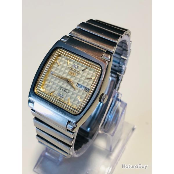 Montre Vintage Seiko 5 Automatique Calibre 4219 - 100% D'Origine - Cadran Textur� Dor� & 23 Rubis