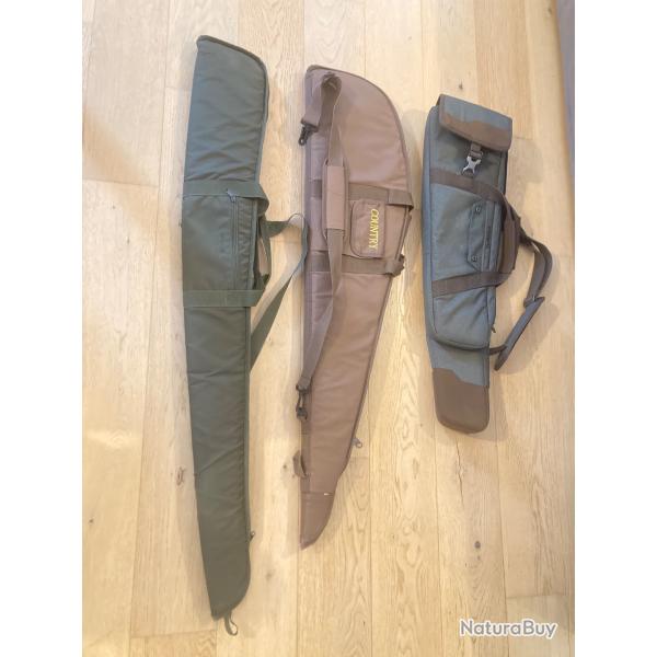 Lot 03 fourreaux, �tuis fusils ou carabines.